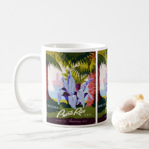 Caneca De Café Viagens vintage Art, Descubra Porto Rico!