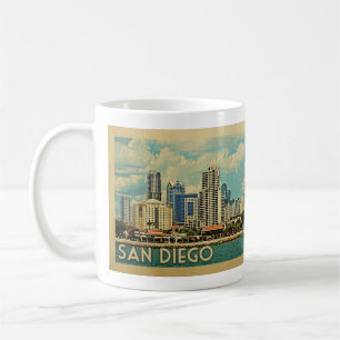 Caneca De Café Viagens vintage da Califórnia em San Diego Skylin