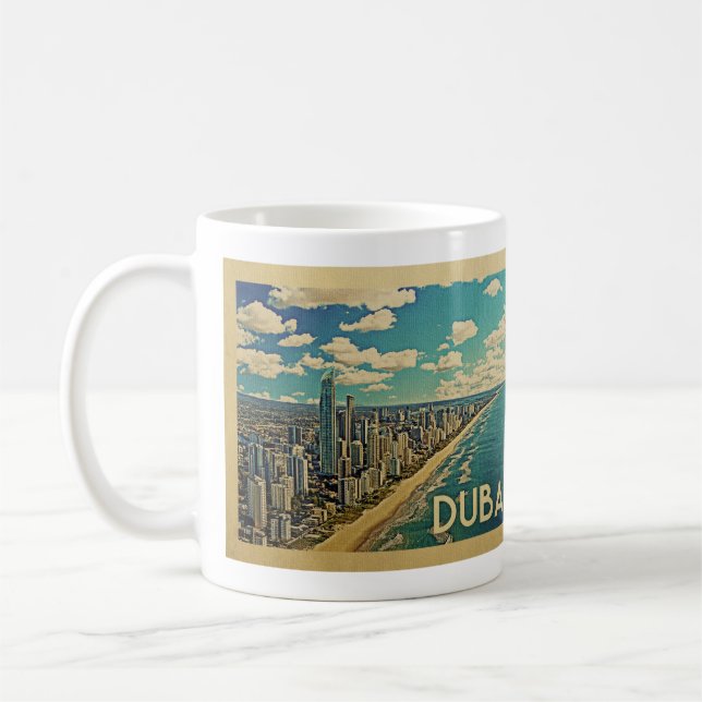 Caneca De Café Viagens vintage da costa de Dubai (Esquerda)