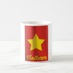 Caneca De Café Viagens vintage de bandeira do Vietnã