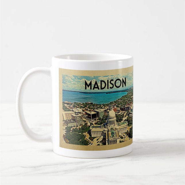 Caneca De Café Viagens vintage de Madison Wisconsin (Esquerda)