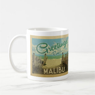 Caneca De Café Viagens vintage de praia de Malibu