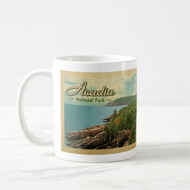 Caneca De Café Viagens vintage do parque nacional do Acadia (Esquerda)