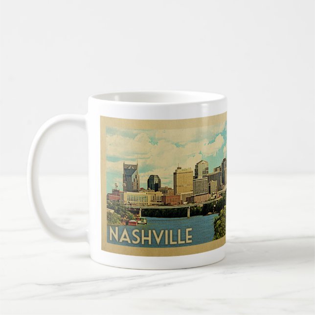 Caneca De Café Viagens vintage do Tennessee Nashville (Esquerda)