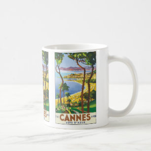 Caneca De Café Viagens vintage, Praia em Cannes, França