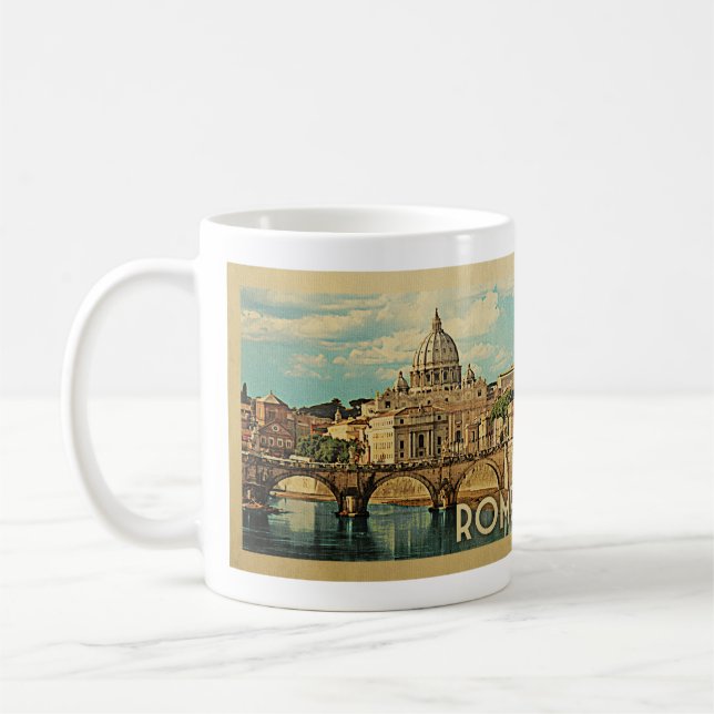 Caneca De Café Viagens vintage Roma Itália (Esquerda)