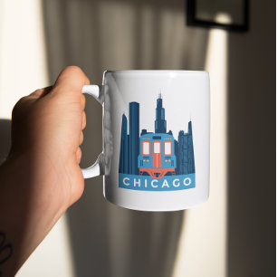 Caneca De Café Viagens vintage Skyline Chicago
