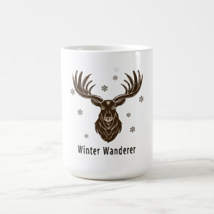 Caneca De Café Viajante Invernal Cervo Rústico Veado Majestoso
