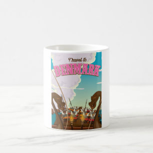 Caneca De Café Viajar para a Dinamarca Cartoon poster de viagem v
