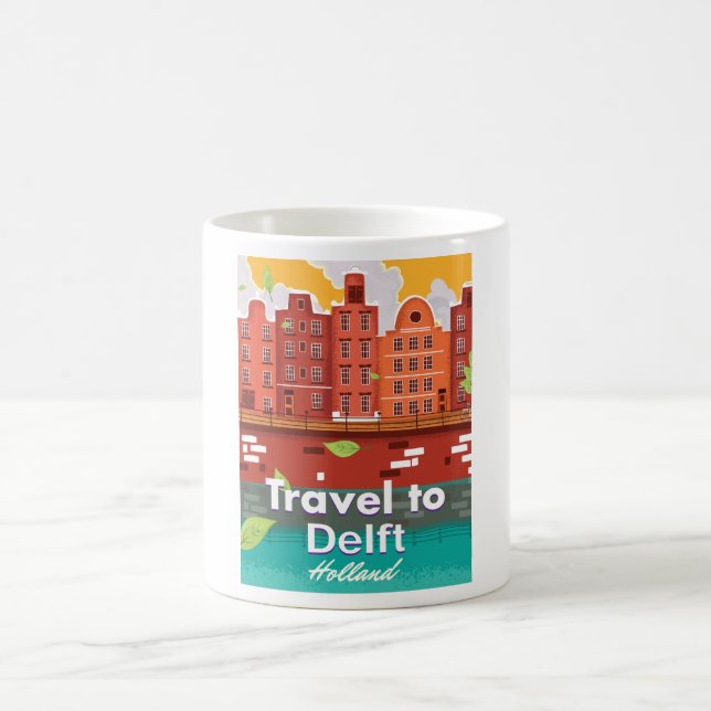 Caneca De Café Viaje para Delft Holanda pôster de viagem (Centro)