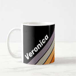 Caneca De Café Vibe Retrô com Listras Coloridas e Nome