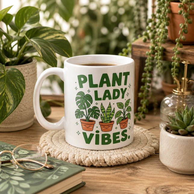 Caneca de café vibes de senhora das plantas botâni (Criador carregado)