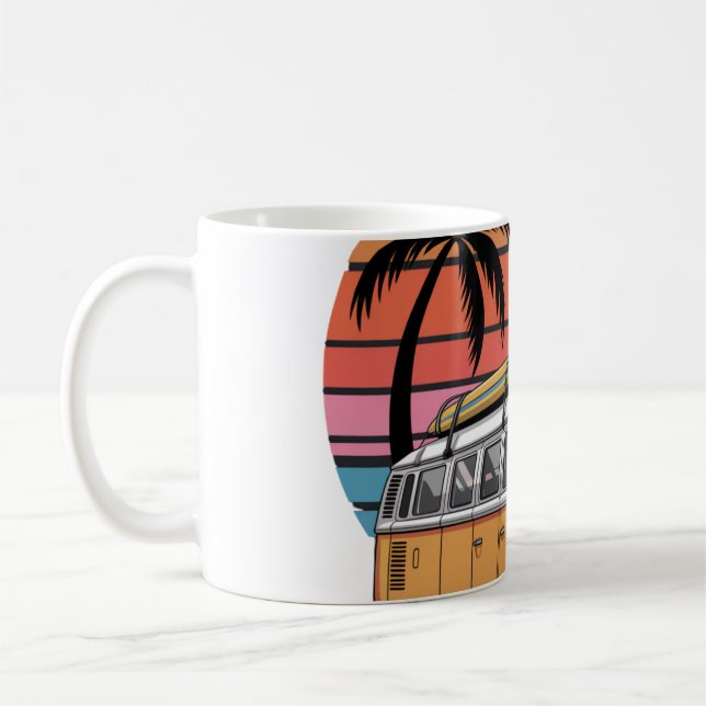 Caneca De Café Vibes do Sunset do Surf Retroativo (Esquerda)