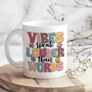 Caneca De Café "Vibes Fala Mais Alto Que Palavras" Hippie Colorfu