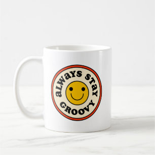 Caneca De Café Vibes Positivas Simples Estilo Retroativo Smiley V