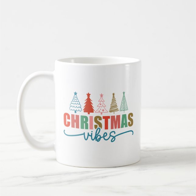 Caneca De Café Víblias de Natal - Design das Árvores de Férias Co (Esquerda)