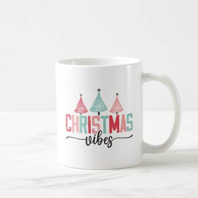 Caneca De Café Víblias de Natal - Design de Árvore Festiva (Direita)