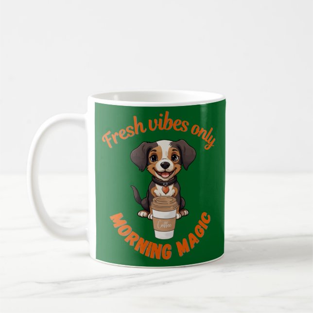Caneca De Café Víblias frescas e café reproduzindo o Puppy Digita (Esquerda)