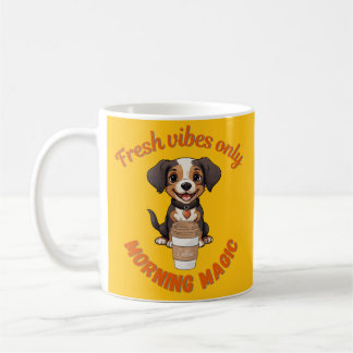 Caneca De Café Víblias frescas e café reproduzindo o Puppy Digita