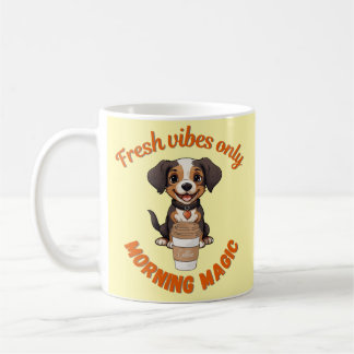 Caneca De Café Víblias frescas e café reproduzindo o Puppy Digita