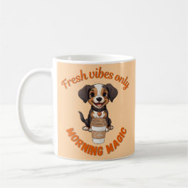 Caneca De Café Víblias frescas e café reproduzindo o Puppy Digita