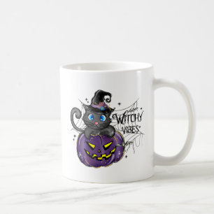 Caneca De Café Víblias Testemunhas - Gato Preto no Jack O-Lantern