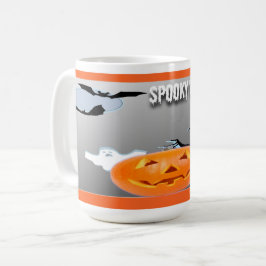 Caneca De Café Vibrações Assustadoras com Borda Laranja