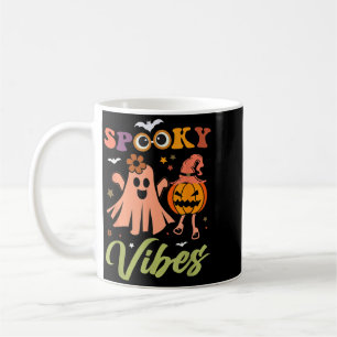 Caneca De Café Vibrações Assustadoras Fantasma e Abóbora Hallowee