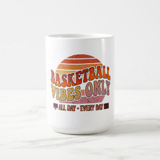 Caneca De Café Vibrações de Basquete Apenas Pôr do Sol Vintage Es