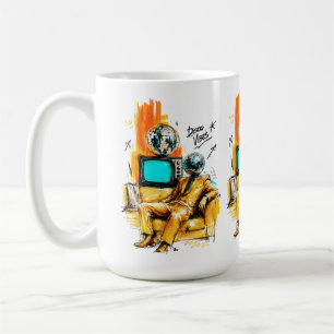 Caneca De Café Vibrações de Disco Retro Arte de Bola de Disco dos