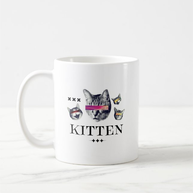 Caneca De Café Vibrações de Gatinho Adorável | Design para Amante (Esquerda)