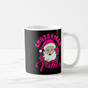 Caneca De Café Vibrações de Natal Antigo Rosa Papai Noel Diversão