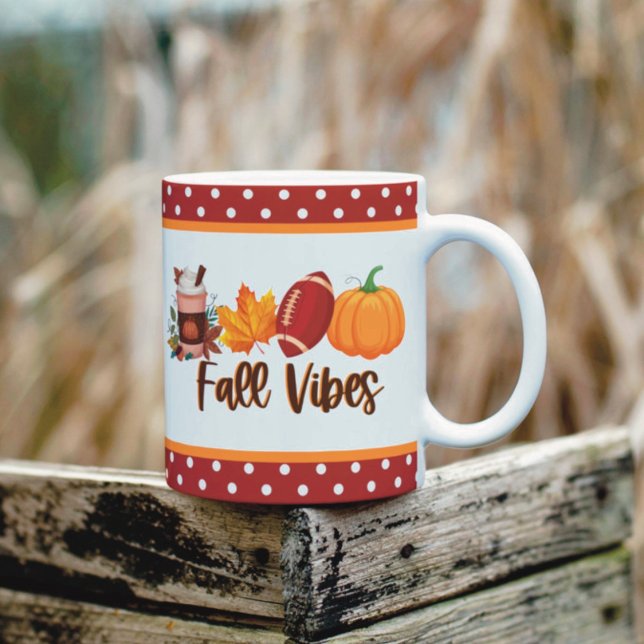 Caneca De Café Vibrações de Outono Tempero de Abóbora Futebol  (Criador carregado)