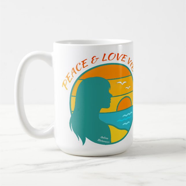 Caneca De Café Vibrações de Paz & Amor (Esquerda)