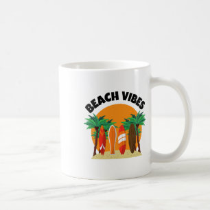 Caneca De Café Vibrações de Praia Design de Surf para Férias de V
