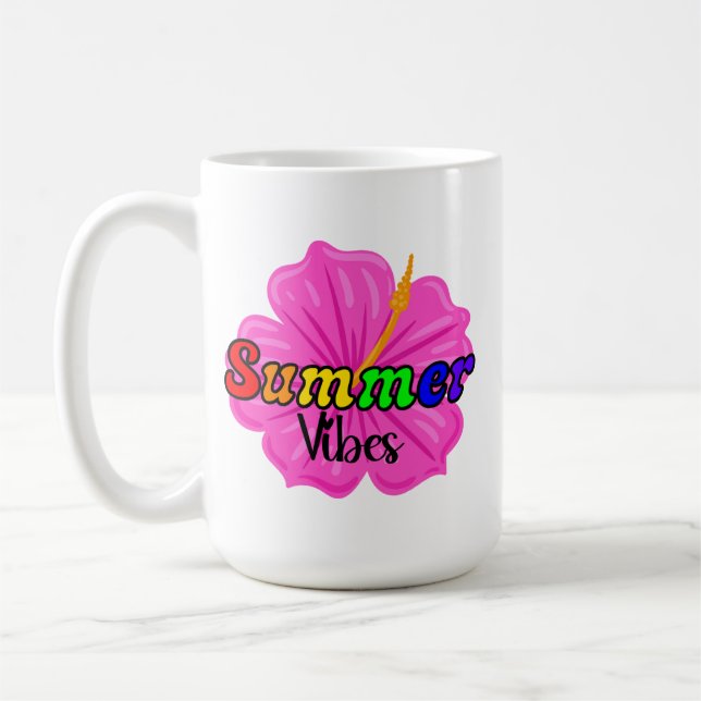 Caneca De Café Vibrações de Verão Arco-íris Tropical | Floral Org (Esquerda)