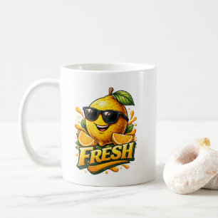 Caneca De Café Vibrações de Verão de Limão Fresco Personagem Cítr