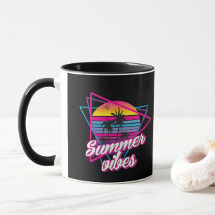 Caneca de Café Vibrações de Verão Pôr do Sol Tropi