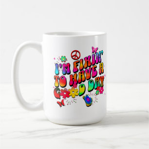Caneca De Café Vibrações Positivas Coloridas Motivacionais para E