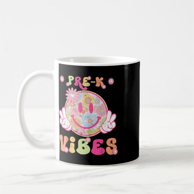Caneca De Café Vibrações Pré-k Groovy Primeiro Dia De Aula Profes (Esquerda)
