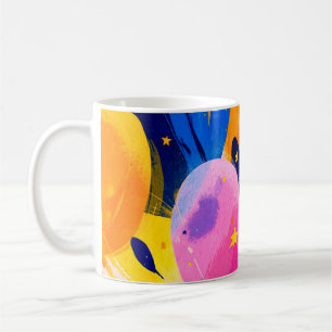 Caneca De Café Vibrant Abstract Celebration with Colorful Balloon