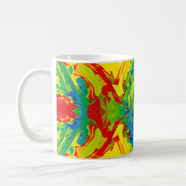 Caneca De Café Vibrant Abstract Paint Splash Mug – Bold Artistic (Esquerda)