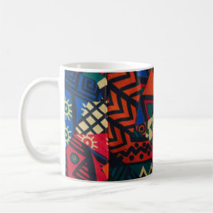 Caneca De Café Vibrant African Geometric Tribal Abstract Pattern