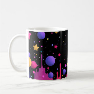 Caneca De Café Vibrant Cosmic Drip Abstract Space Art