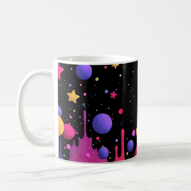 Caneca De Café Vibrant Cosmic Drip Abstract Space Art (Esquerda)