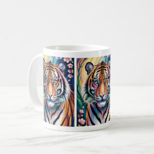 Caneca De Café Vibrant Fantasy Tiger Portrait Exótico
