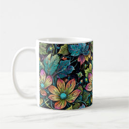 Caneca De Café Vibrant Floral Fantasy