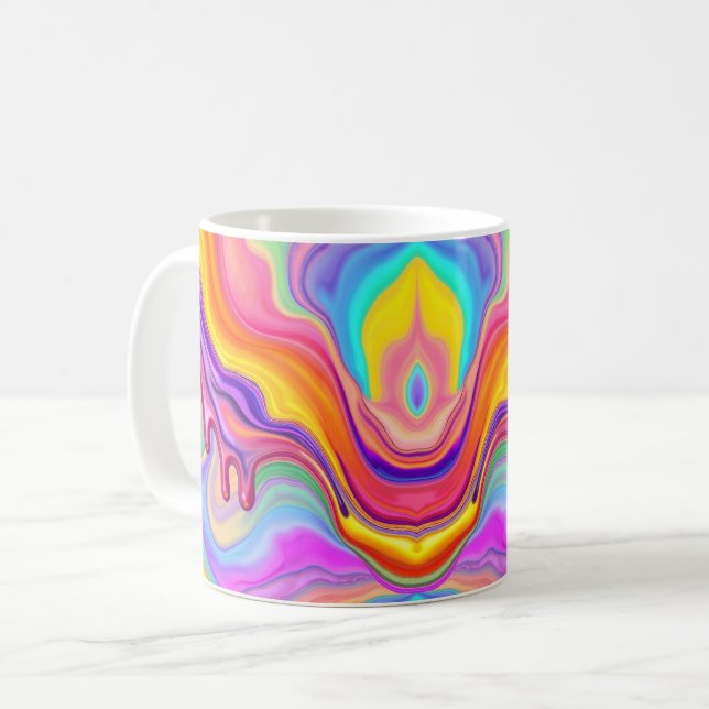 Caneca De Café Vibrant Fluid Marble Abstract (Frente Esquerda)