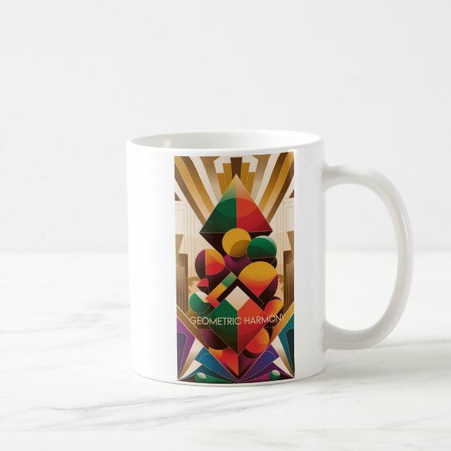 Caneca De Café Vibrant Futuristic Art Deco Illustration (Direita)