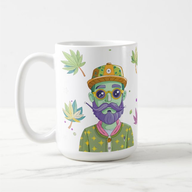 Caneca De Café Vibrant Monarch Butterfly Illustration on Light Ba (Esquerda)